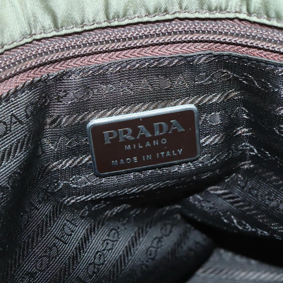 PRADA Shoulder Bag Nylon Khaki Silver Auth bs24489