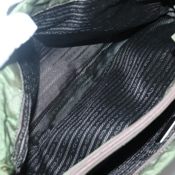 PRADA Shoulder Bag Nylon Khaki Silver Auth bs24489