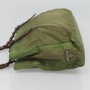PRADA Shoulder Bag Nylon Khaki Silver Auth bs24489-3