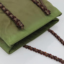 PRADA Shoulder Bag Nylon Khaki Silver Auth bs24489-6