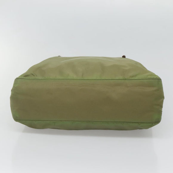 PRADA Shoulder Bag Nylon Khaki Silver Auth bs24489