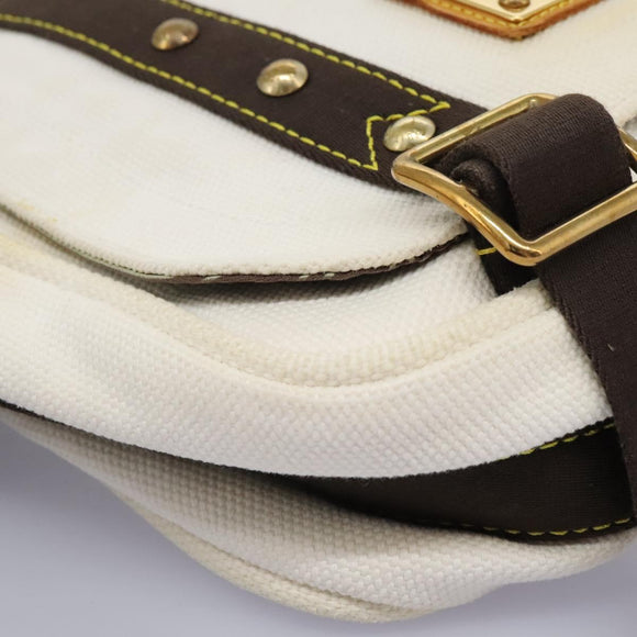 LOUIS VUITTON Antigua Buzas PM Shoulder Bag Canvas White M40042 Auth bs24492