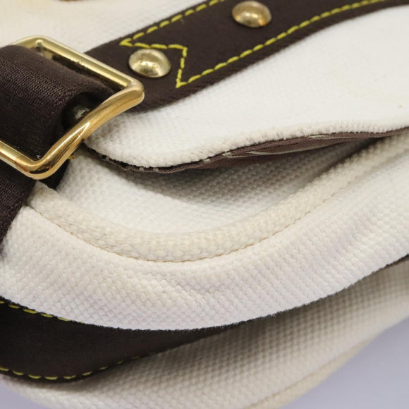 LOUIS VUITTON Antigua Buzas PM Shoulder Bag Canvas White M40042 Auth bs24492