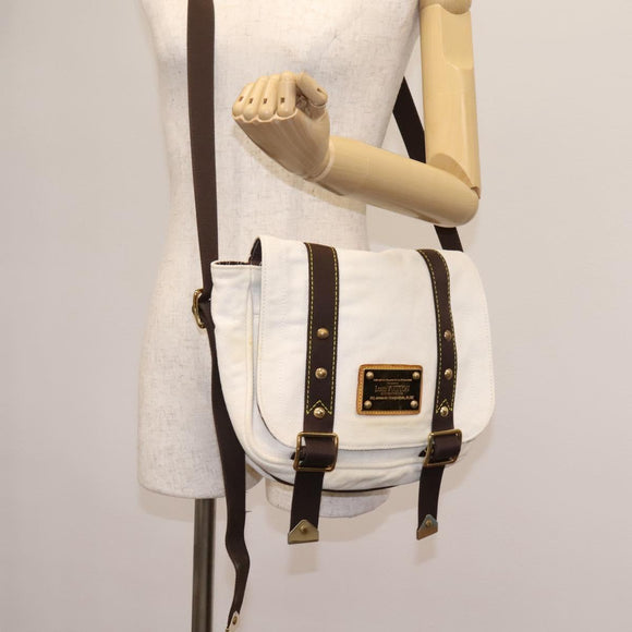 LOUIS VUITTON Antigua Buzas PM Shoulder Bag Canvas White M40042 Auth bs24492