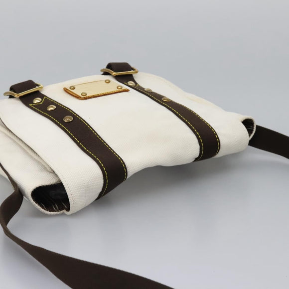 LOUIS VUITTON Antigua Buzas PM Shoulder Bag Canvas White M40042 Auth bs24492