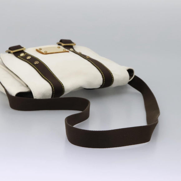 LOUIS VUITTON Antigua Buzas PM Shoulder Bag Canvas White M40042 Auth bs24492