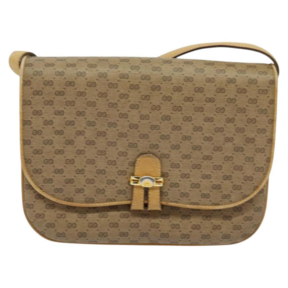 GUCCI Micro GG Supreme Shoulder Bag PVC Leather Beige 001 406 1780 Auth bs24523
