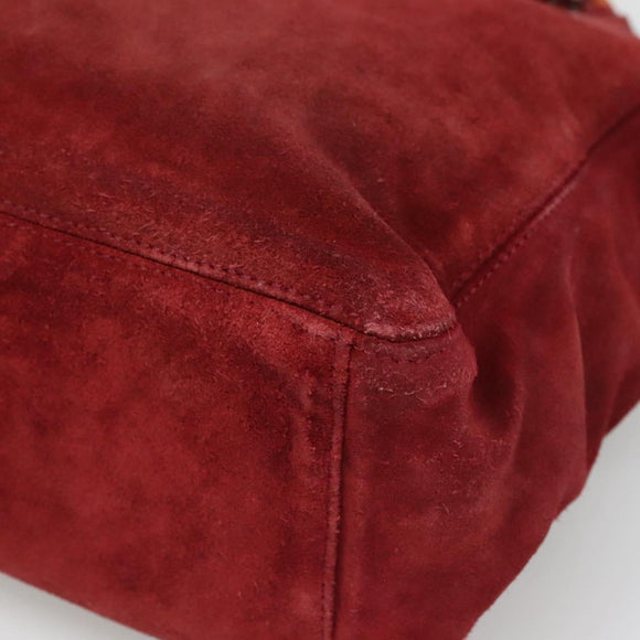 CHANEL Hand Bag Suede Red CC Auth bs24533
