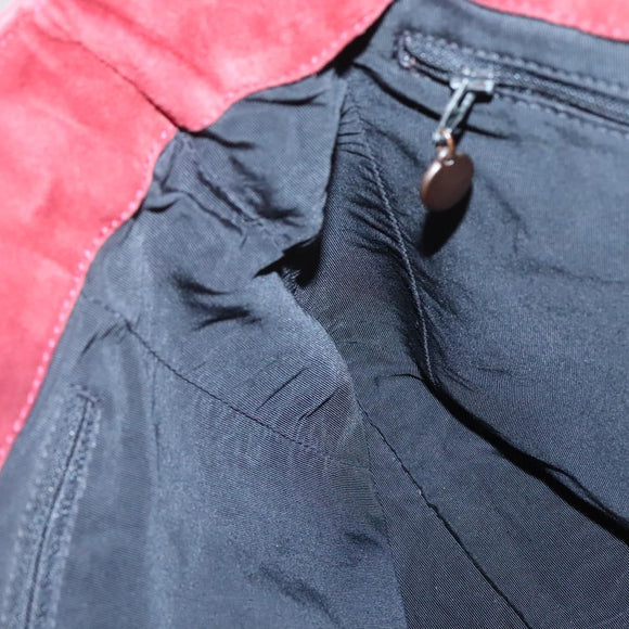 CHANEL Hand Bag Suede Red CC Auth bs24533