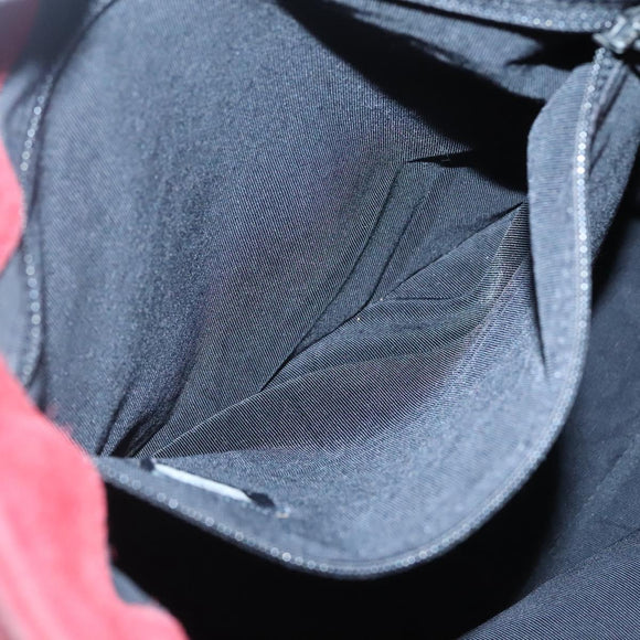 CHANEL Hand Bag Suede Red CC Auth bs24533