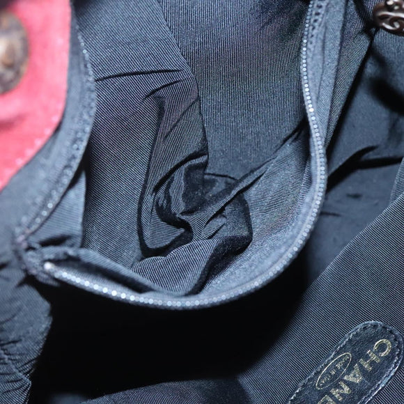 CHANEL Hand Bag Suede Red CC Auth bs24533