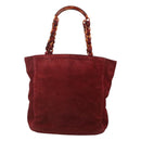 CHANEL Hand Bag Suede Red CC Auth bs24533-13