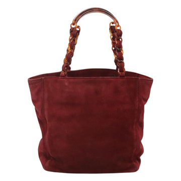 CHANEL Hand Bag Suede Red CC Auth bs24533 - 0