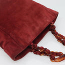 CHANEL Hand Bag Suede Red CC Auth bs24533-6