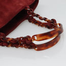 CHANEL Hand Bag Suede Red CC Auth bs24533-7