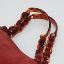 CHANEL Hand Bag Suede Red CC Auth bs24533-8