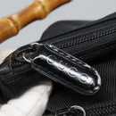 GUCCI Bamboo Hand Bag Nylon 2way Black Silver 000 2058 0509 5 Auth bs24539-10