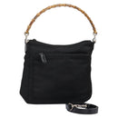 GUCCI Bamboo Hand Bag Nylon 2way Black Silver 000 2058 0509 5 Auth bs24539-1