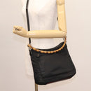 GUCCI Bamboo Hand Bag Nylon 2way Black Silver 000 2058 0509 5 Auth bs24539-25