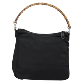 GUCCI Bamboo Hand Bag Nylon 2way Black Silver 000 2058 0509 5 Auth bs24539 - 0