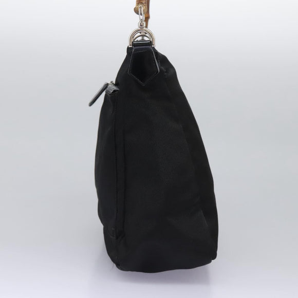 GUCCI Bamboo Hand Bag Nylon 2way Black Silver 000 2058 0509 5 Auth bs24539