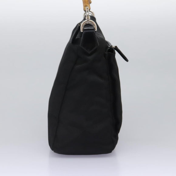 GUCCI Bamboo Hand Bag Nylon 2way Black Silver 000 2058 0509 5 Auth bs24539