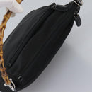 GUCCI Bamboo Hand Bag Nylon 2way Black Silver 000 2058 0509 5 Auth bs24539-6