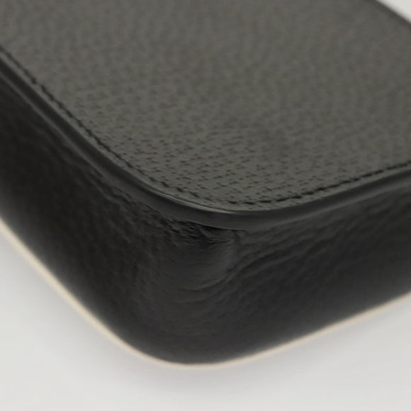 GUCCI Adidas Collaboration Shoulder Bag Leather Black Gold Auth bs24542