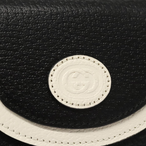 GUCCI Adidas Collaboration Shoulder Bag Leather Black Gold Auth bs24542