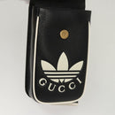 GUCCI Adidas Collaboration Shoulder Bag Leather Black Gold Auth bs24542-9