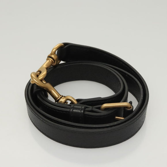 GUCCI Adidas Collaboration Shoulder Bag Leather Black Gold Auth bs24542