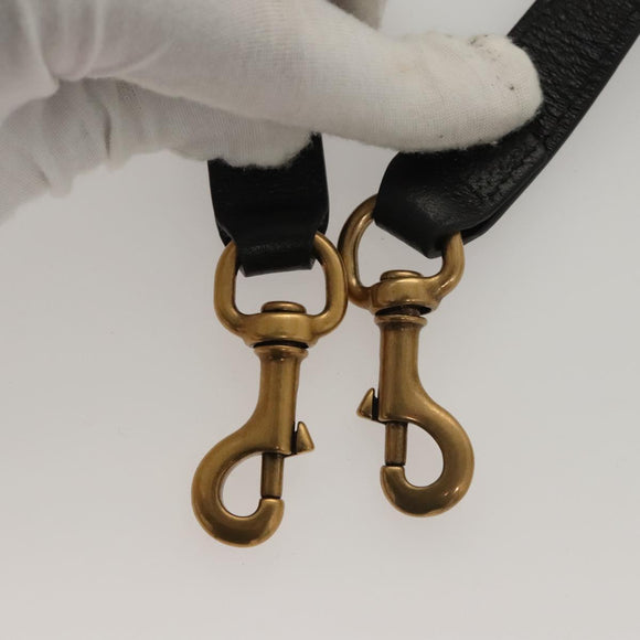 GUCCI Adidas Collaboration Shoulder Bag Leather Black Gold Auth bs24542