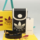 GUCCI Adidas Collaboration Shoulder Bag Leather Black Gold Auth bs24542-12