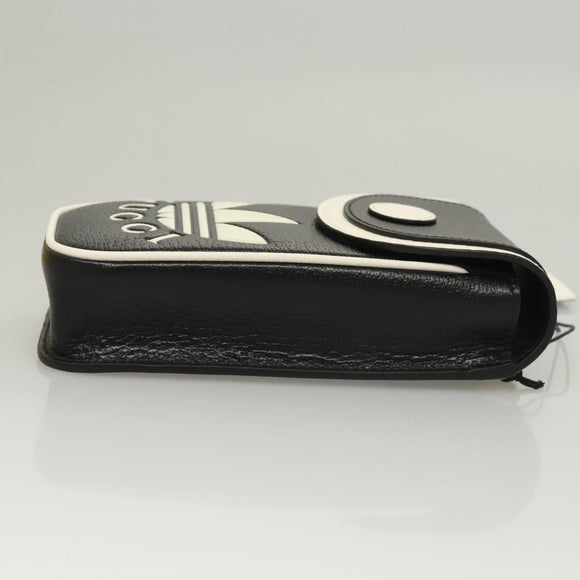 GUCCI Adidas Collaboration Shoulder Bag Leather Black Gold Auth bs24542