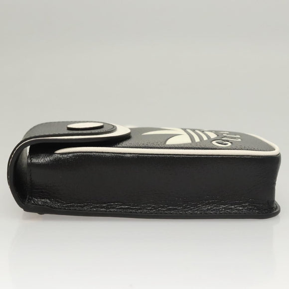 GUCCI Adidas Collaboration Shoulder Bag Leather Black Gold Auth bs24542