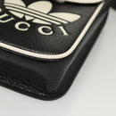 GUCCI Adidas Collaboration Shoulder Bag Leather Black Gold Auth bs24542-14