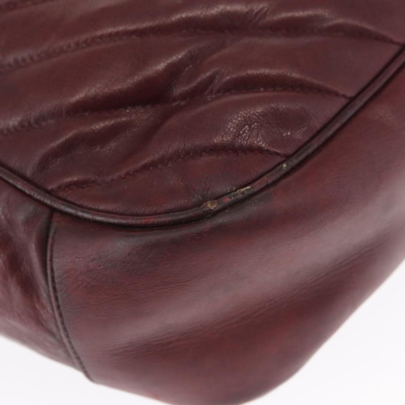 CHANEL Chain Schultertasche V-Stitching Lammleder Bordeaux Gold CC Auth bs24546