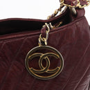 CHANEL Chain V Stitch Shoulder Bag Lamb Skin Bordeaux Gold CC Auth bs24546-15