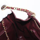 CHANEL Chain V Stitch Shoulder Bag Lamb Skin Bordeaux Gold CC Auth bs24546-19