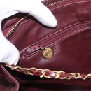CHANEL Chain V Stitch Shoulder Bag Lamb Skin Bordeaux Gold CC Auth bs24546-22