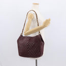 CHANEL Chain V Stitch Shoulder Bag Lamb Skin Bordeaux Gold CC Auth bs24546-25