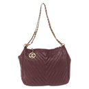 CHANEL Chain V Stitch Shoulder Bag Lamb Skin Bordeaux Gold CC Auth bs24546-2