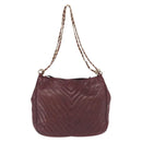 CHANEL Chain V Stitch Shoulder Bag Lamb Skin Bordeaux Gold CC Auth bs24546-3