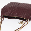 CHANEL Chain V Stitch Shoulder Bag Lamb Skin Bordeaux Gold CC Auth bs24546-6