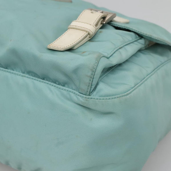 PRADA Shoulder Bag Nylon Light Blue Silver Auth bs24552