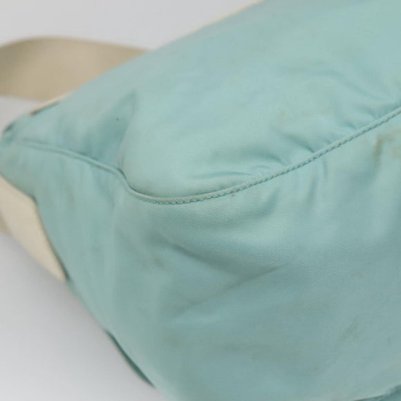 PRADA Shoulder Bag Nylon Light Blue Silver Auth bs24552