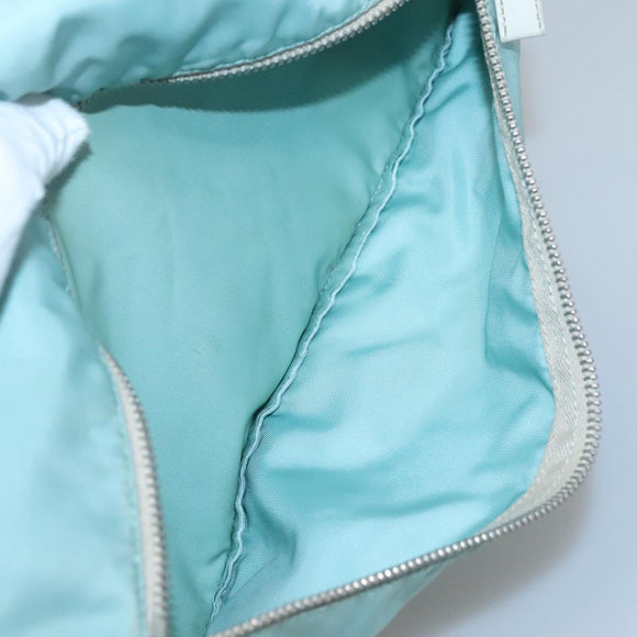 PRADA Shoulder Bag Nylon Light Blue Silver Auth bs24552