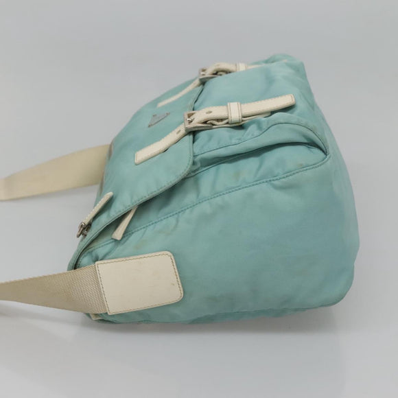 PRADA Shoulder Bag Nylon Light Blue Silver Auth bs24552