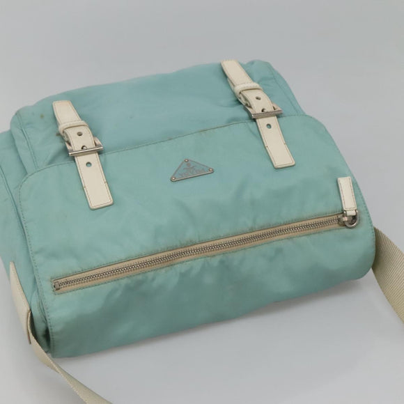 PRADA Shoulder Bag Nylon Light Blue Silver Auth bs24552