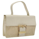 PRADA Hand Bag Nylon Leather White Silver Auth bs24555-1